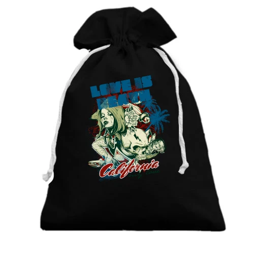 Подарунковий мішечок, Чорний, Love is beach California