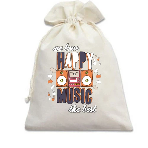 Подарочный мешочек, Голубой, We love happy music the best