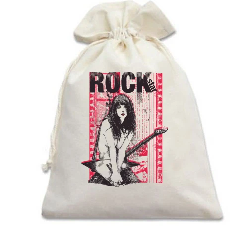 Подарочный мешочек, Белый, rock star girl