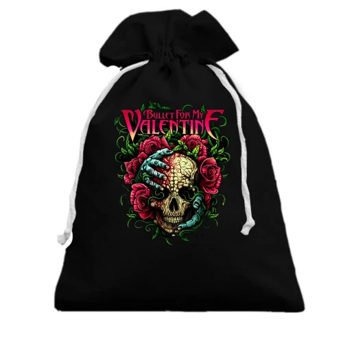 Подарочный мешочек, Черный, Bullet For My Valentine (с черепом)