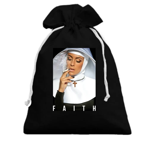 Подарочный мешочек, Черный, с монашкой FAITH
