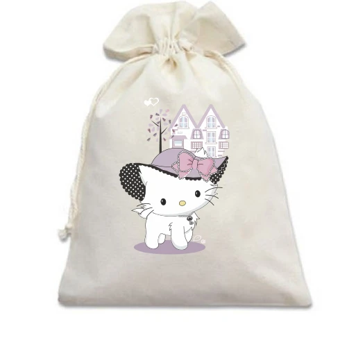Подарунковий мішечок hello kitty в капелюсі