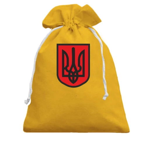Подарочный мешочек, Желтый, с красно-черным гербом Украины