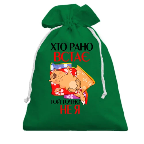 Подарочный мешочек, Голубой, кто рано встает, тот точно не я