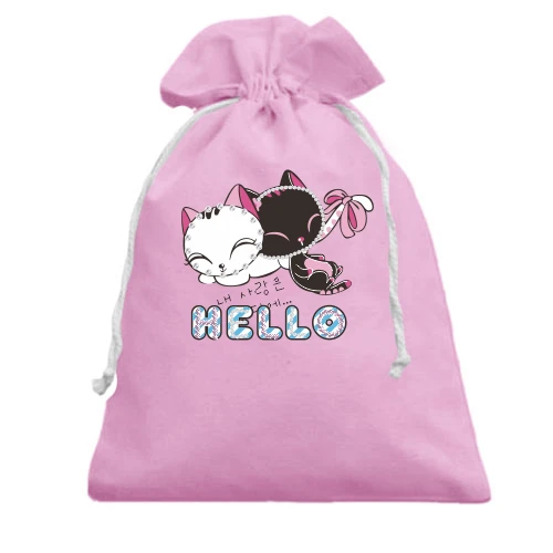 Подарунковий мішечок, Білий, hello cats
