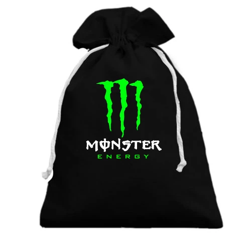 Подарунковий мішечок з логотипом «Monster Energy» та зеленими слідами від пазурів