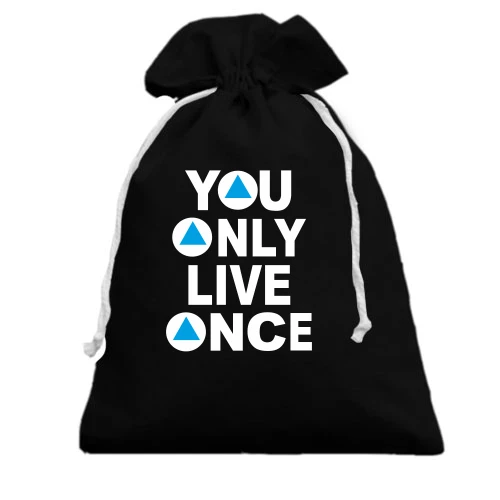 Подарунковий мішечок із мотивуючим написом «YOU ONLY LIVE ONCE» та блакитними трикутниками
