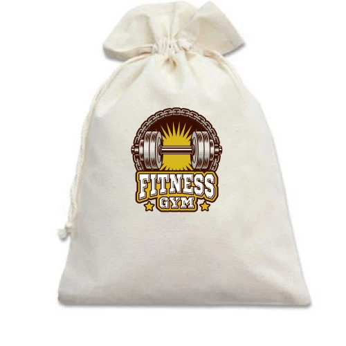 Подарочный мешочек со штангой, тяжелой цепью и надписью «Fitness GYM»