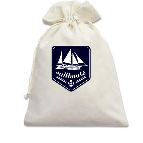 Подарочный мешочек, Голубой, sailboats