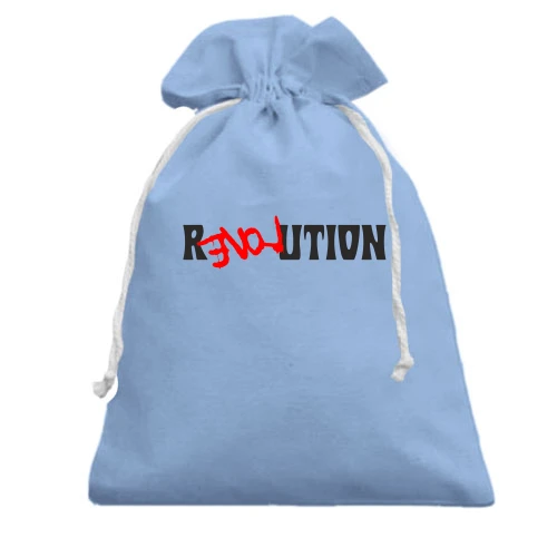 Подарочный мешочек, Голубой, с надписью "REVOLUTION LOVE"