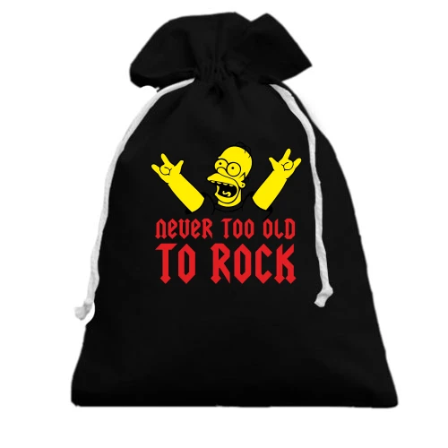 Подарочный мешочек, Черный, Never too old to rock!