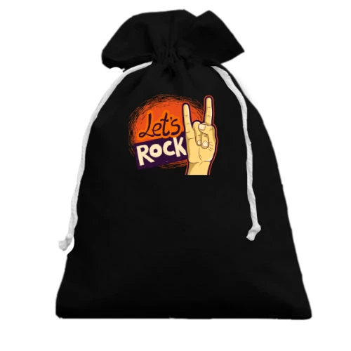 Подарунковий мішечок, Чорний, з написом Let`s rock