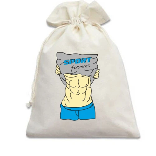 Подарунковий мішечок Sport forever з чоловічим торсом
