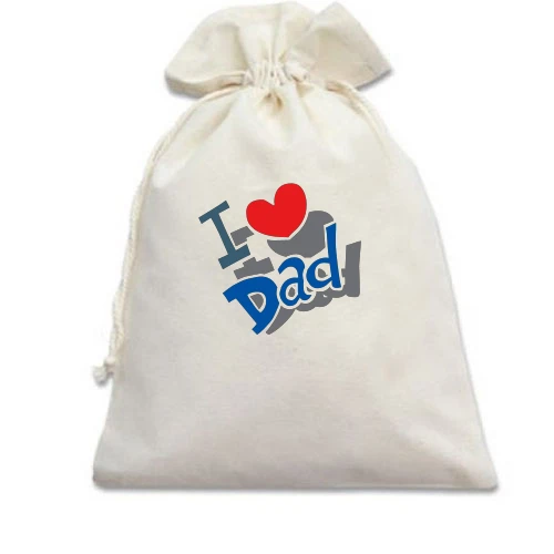 Подарунковий мішечок, Білий, з написом "i love dad"