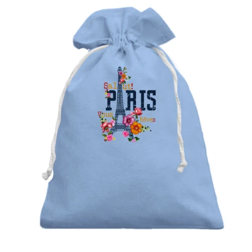 Подарочный мешочек с Эйфелевой башней "Salut Paris!"