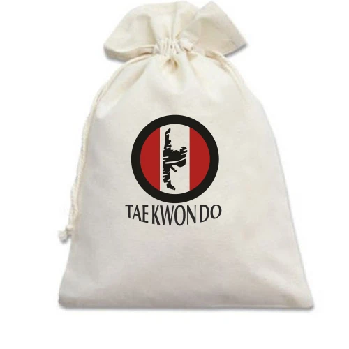 Подарочный мешочек, белый, WTF World Taekwondo