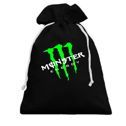 Подарунковий мішечок, Чорний, Monster energy (навскіс)