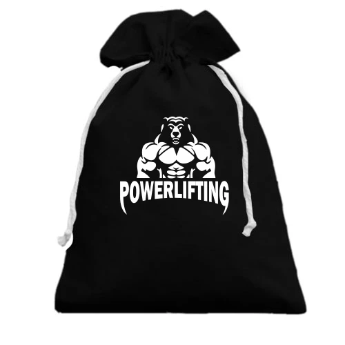 Подарочный мешочек, Черный, Powerlifting bear