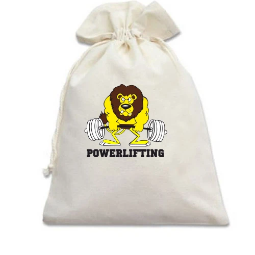 Подарочный мешочек, Белый, Powerlifting lion