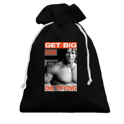 Подарочный мешочек, Черный, c Арни "Get big or die trying"