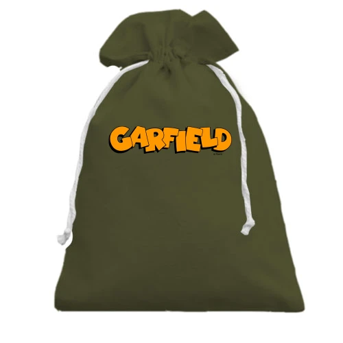 Подарочный мешочек, хаки, с надписью "Garfield"
