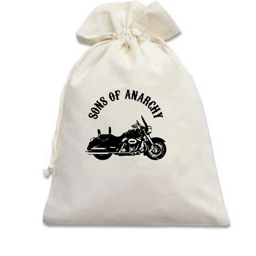 Подарочный мешочек, белый, Sons of Anarchy с мотоциклом