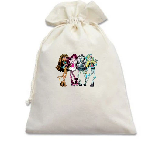 Подарочный мешочек, Белый, с куклами Monster High
