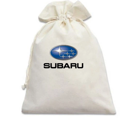 Подарочный мешочек, белый, с лого Subaru