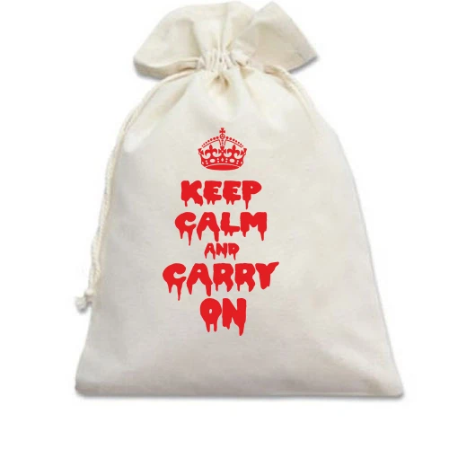 Подарочный мешочек, Белый, KEEP CALM (Helloween style)