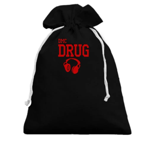 Подарочный мешочек, Черный, с наушниками "dmc drug"