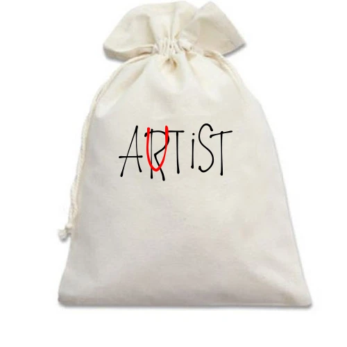 Подарочный мешочек с надписью Artist/autist