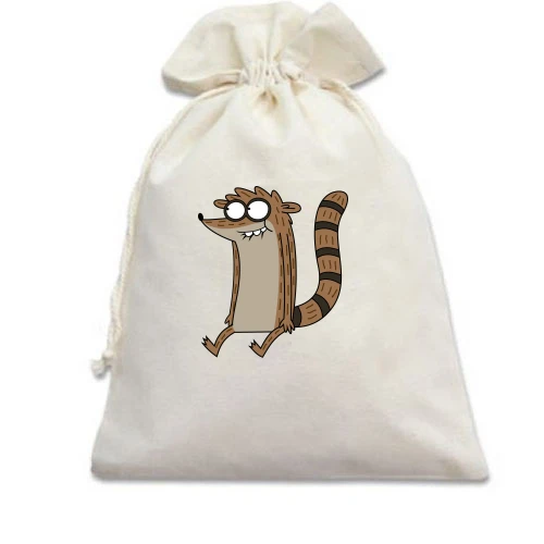 Подарочный мешочек, Белый, с енотом Rigby