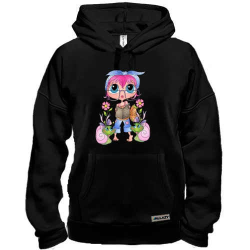 Толстовка, Черный, Girl with pink hair
