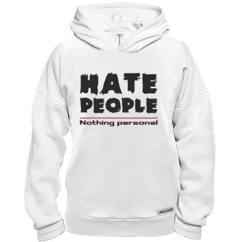 Худи BASE, Белый, с надписью "Hate People"