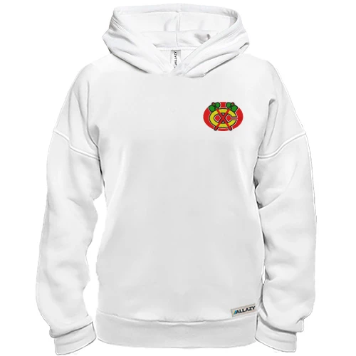 Худи BASE, Белый, с вышитыми томагавками Chicago Blackhawks