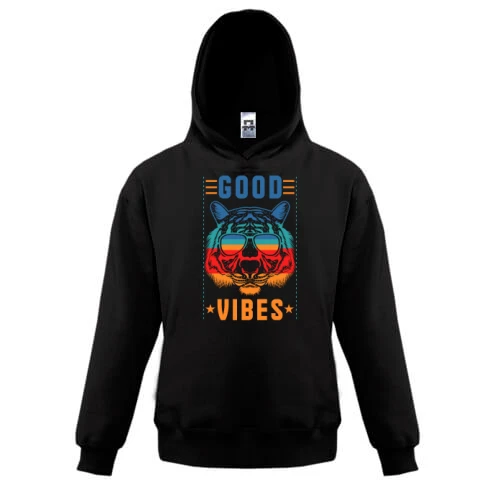 Детская толстовка, Черный, с надписью "Good vibes"