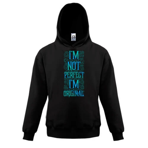 Дитяча толстовка, Чорний, I'm not perfect - I'm original