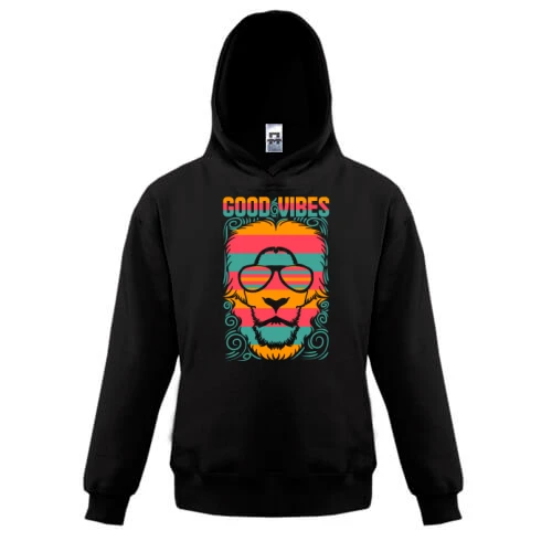 Детская толстовка с надписью "Good vibes" и львом