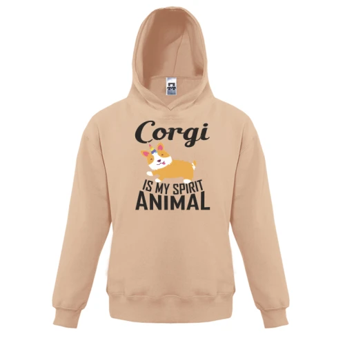 Детская толстовка, Белый, Corgi - is my spirit animal