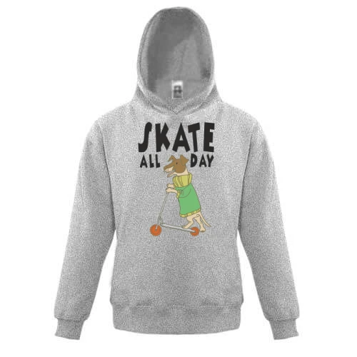 Детская толстовка, Серый, Skate all day