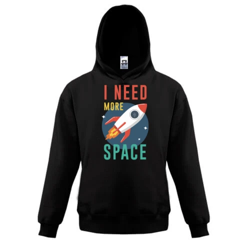 Детская толстовка I need more space с ракетой