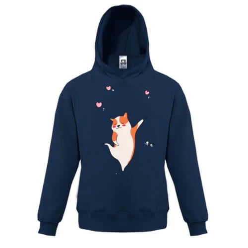Детская толстовка, Синий, Cat with hearts