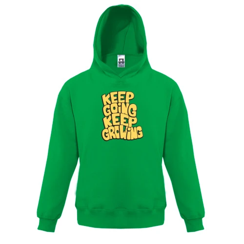Детская толстовка, Зеленый, "Keep going keep Growing"