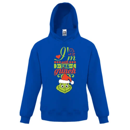 Детская толстовка, Синий, с Гринчем "i`m with the Grinch"