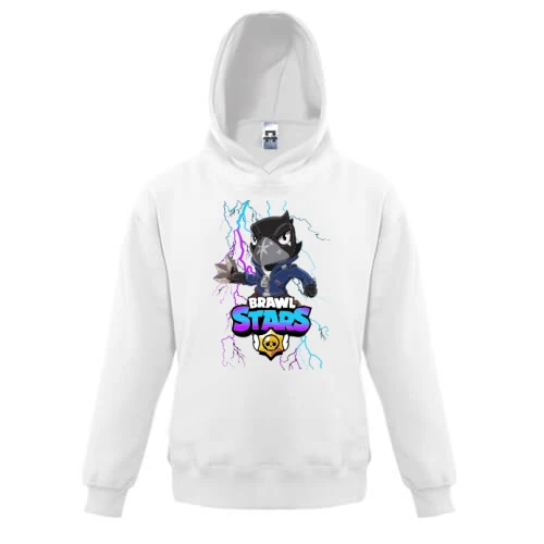Дитяча толстовка, Білий, з Вороном (Brawl Stars)