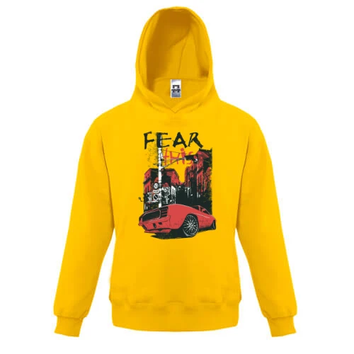 Детская толстовка c машиной и надписью "Fear this"
