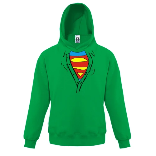 Дитяча толстовка, Зелений, із секретом - Superman