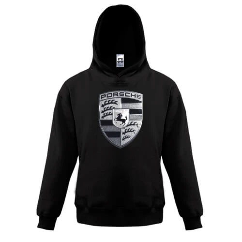Детская толстовка, Черный, с ч.б. логотипом Porsche