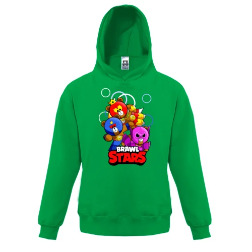 Детская толстовка, Зеленый, з ведмедиками (Brawl Stars)