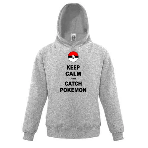 Детская толстовка, Серый, Keep calm and catch pokemon